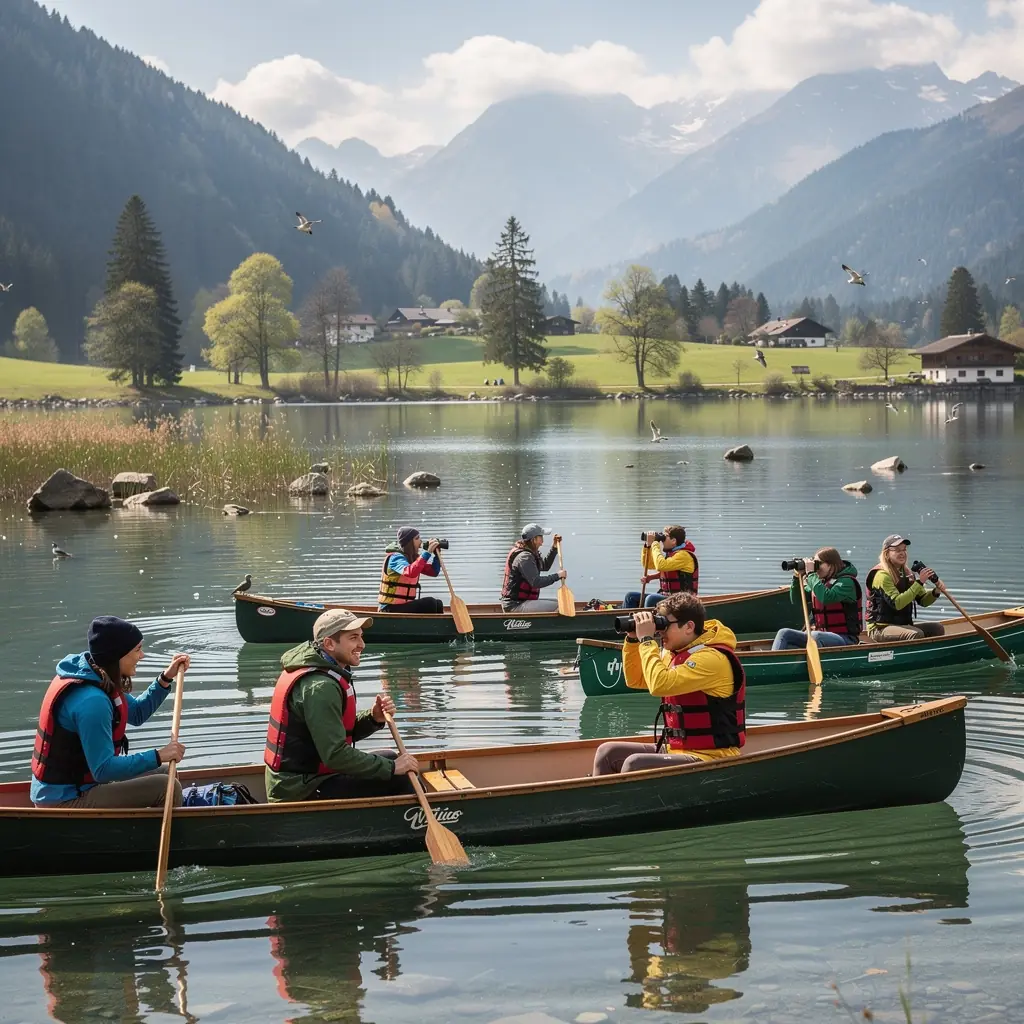 Ein Professor erklärt den Teilnehmern die Bedeutung der Artenschutzmaßnahmen an einem Flussufer.