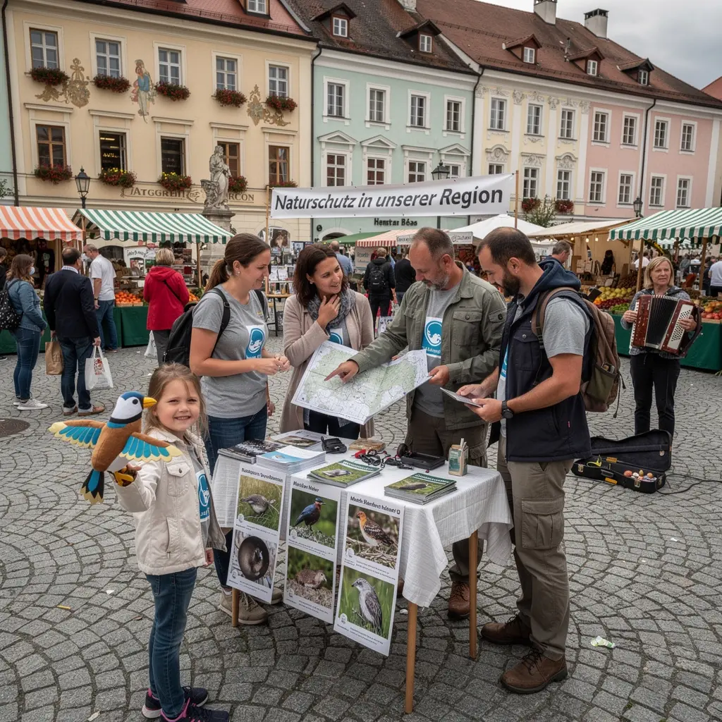 Eine Gruppe von Studenten diskutiert über ökologische Konzepte im Freien.